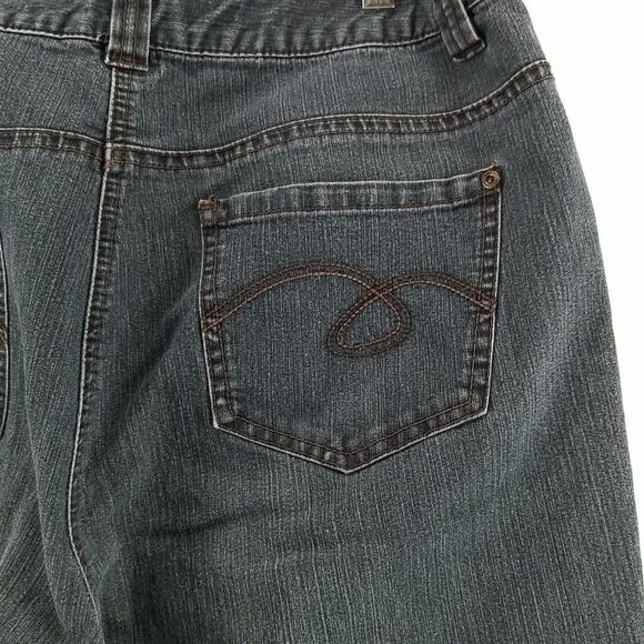 🎁5/$25 Contrast Jeans Womens Size 15 Blue Denim Front Zip 5 Pocket Boot Cut - Picture 7 of 10